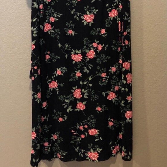 Vintage Kathy Lee Black Floral Scoop Neck Sleeveless Maxi Dress & Cardigan M - Picture 2 of 10